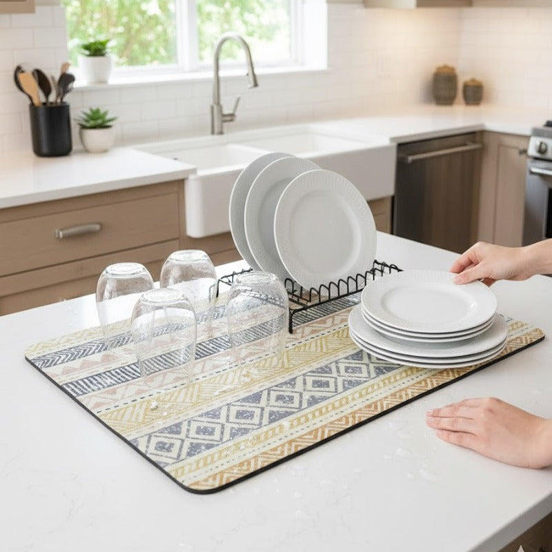 Anti-Slip Dish Drying/Dining Table Mat-Tribal Motif Design