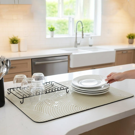 Anti-Slip Dish Drying/Dining Table Mat-Modern Textured Abstract Design