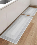 Kitchen Floor Mat Non-slip Set Of 2 Pcs - Concentric Rectangle Design
