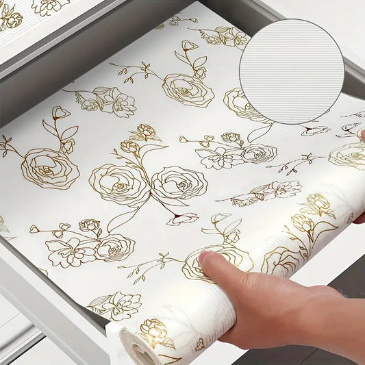 Drawer Liner Mat Gold Floral