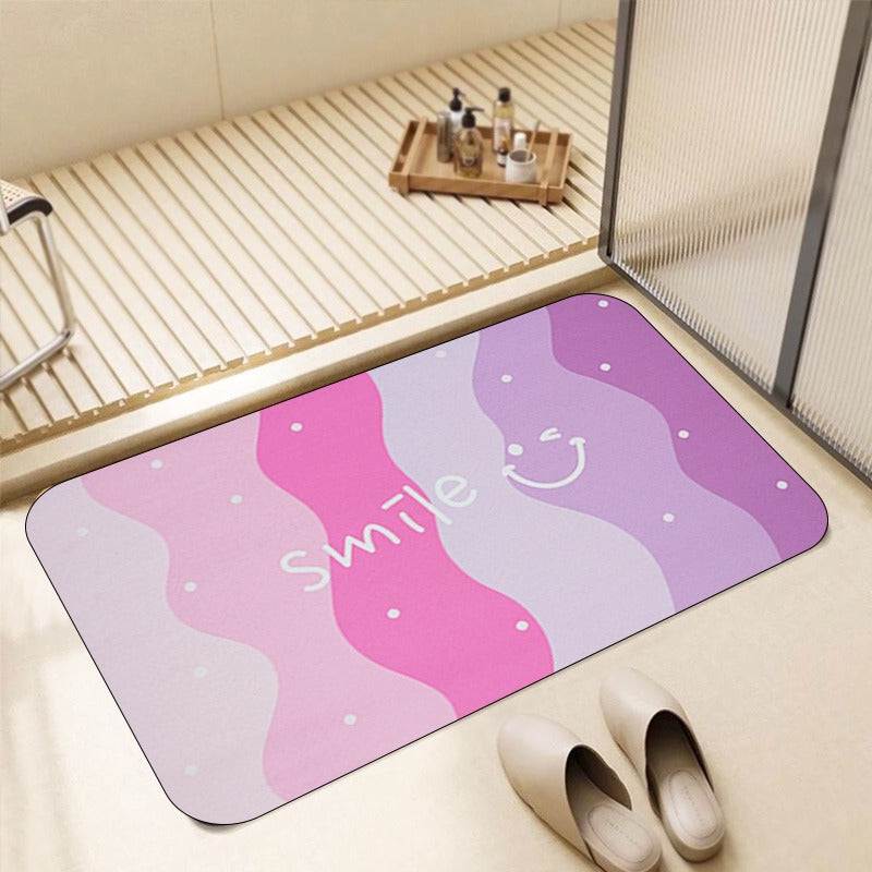 Floor Bath Mat Absorbent Non-Slip Smile Design