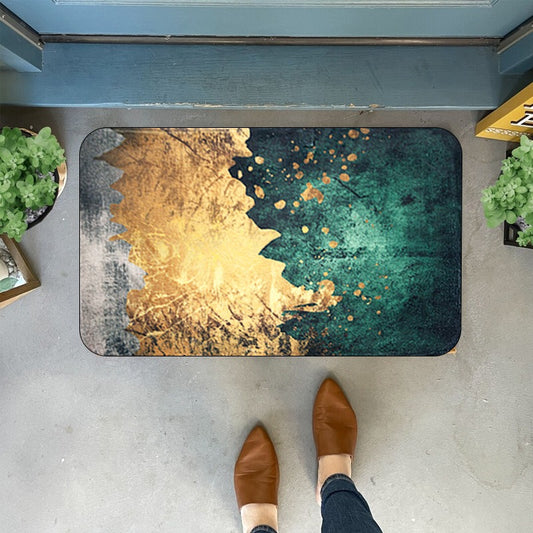 Foam Bath Mat Absorbent Non-Slip Green Gold