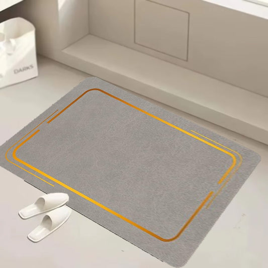 Floor Bath Mat Absorbent Non-Slip-Grey And Gold Design