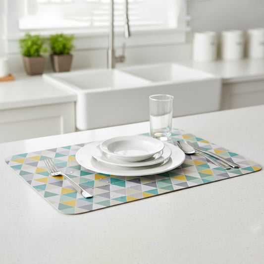 Anti-Slip Dish Drying/Dining Table Mat-Modern Geometric Design
