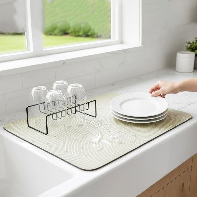 Anti-Slip Dish Drying/Dining Table Mat-Modern Textured Abstract Design