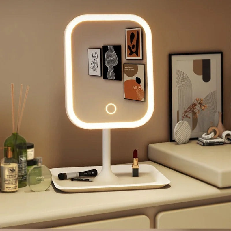 Modern Desktop Vanity Mirror 3 Color Light LED