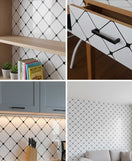 Marble Adhesive Sheet Black And White Diagonal Pattern Design