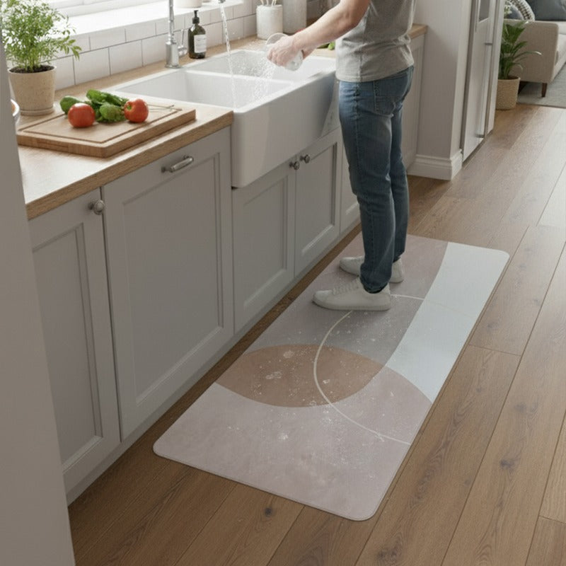 Kitchen Floor Mat Non-slip Set Of 2 Pcs - Abstract Geometric Design