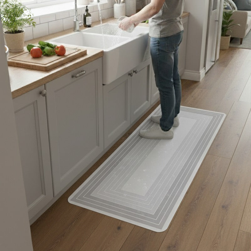 Kitchen Floor Mat Non-slip Set Of 2 Pcs - Concentric Rectangle Design