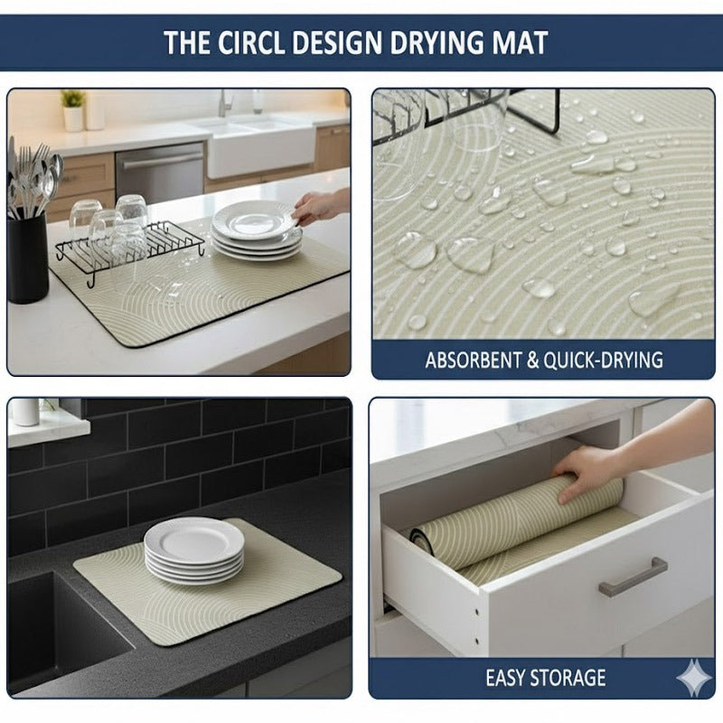 Anti-Slip Dish Drying/Dining Table Mat-Modern Textured Abstract Design