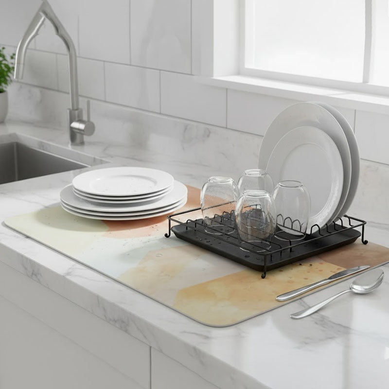 Anti-Slip Dish Drying/Dining Table Mat-Blushing Earth Tones Design