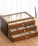 Wood 3 Drawer Jewelry Storage Organizer
