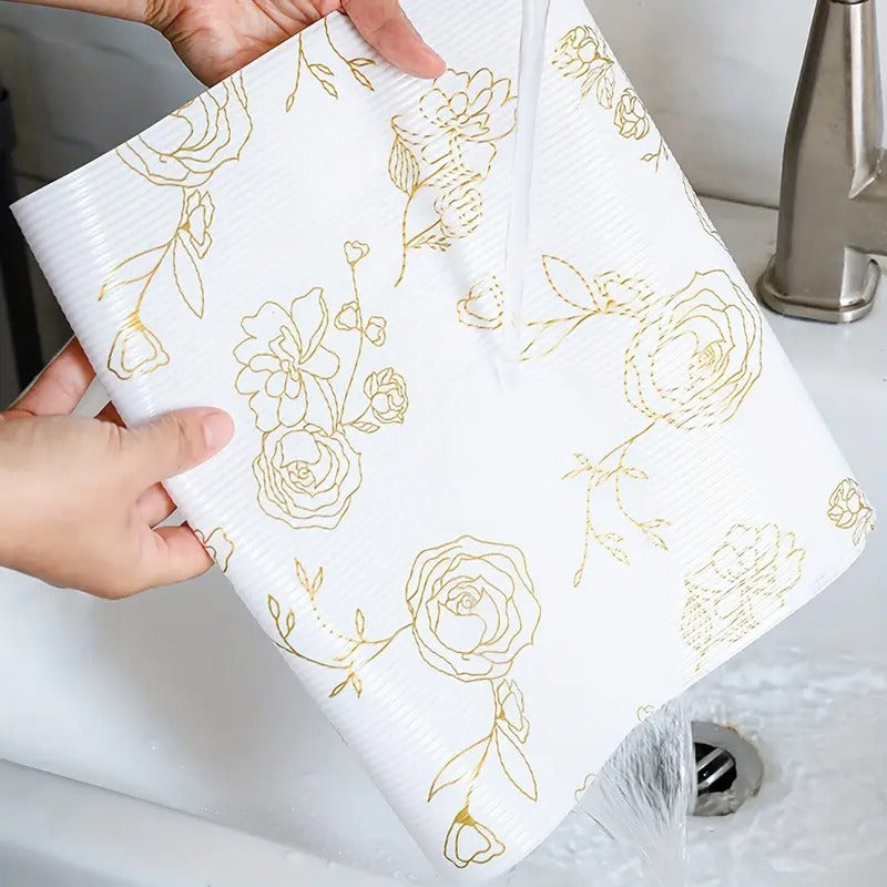 Drawer Liner Mat Gold Floral