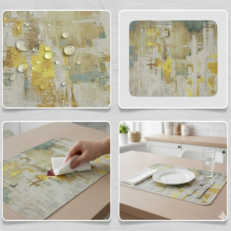 Anti-Slip Dish Drying/Dining Table Mat-Rustic Abstract Design