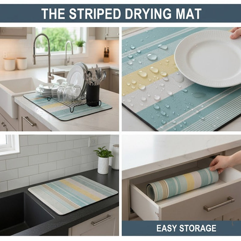 Anti-Slip Dish Drying/Dining Table Mat-Vertical Stripes Design