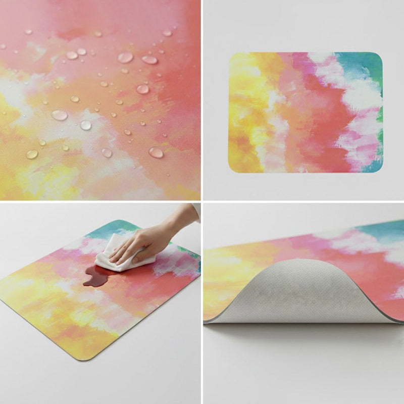 Anti-Slip Dish Drying/Dining Table Mat-Vibrant Brushstroke Design