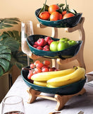 3 Tiers Fruit Plates With Wooden Stand