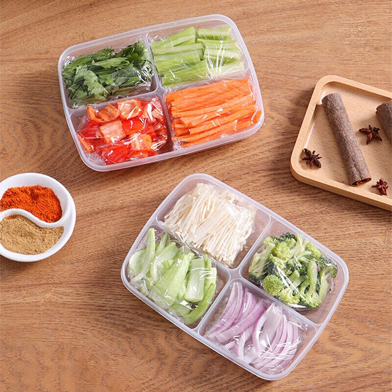 4 Grids Food Fruit Storage Box