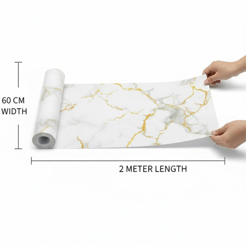 Marble Adhesive Sheet Gold Veined Design