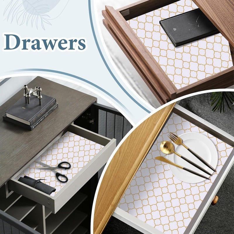 Anti-Slip Drawer Line Gold PVC Sheet Roll