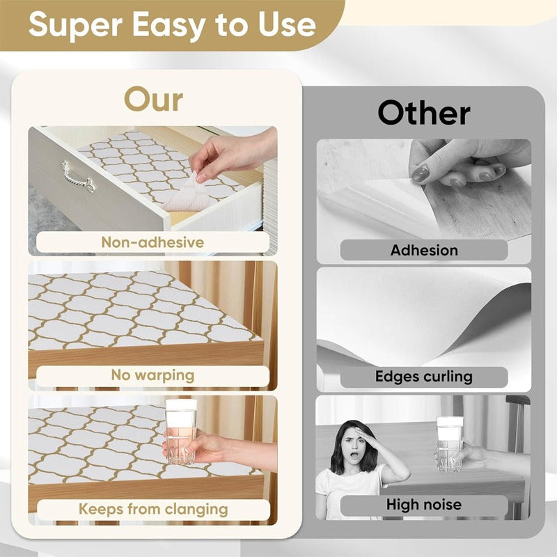 Anti-Slip Drawer Line Gold PVC Sheet Roll