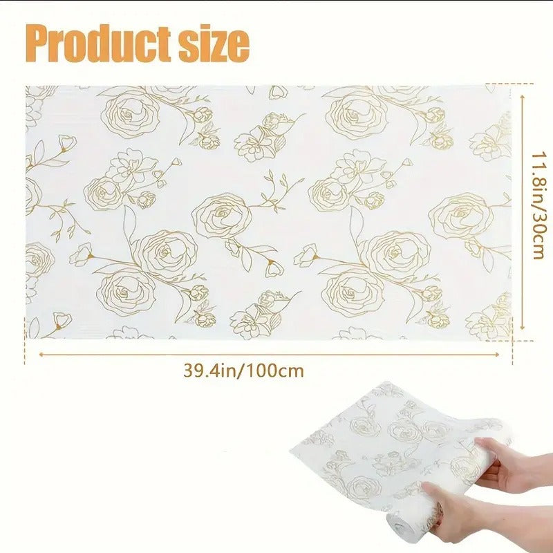 Drawer Liner Mat Gold Floral