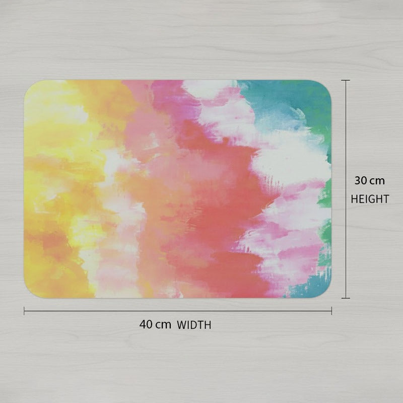 Anti-Slip Dish Drying/Dining Table Mat-Vibrant Brushstroke Design