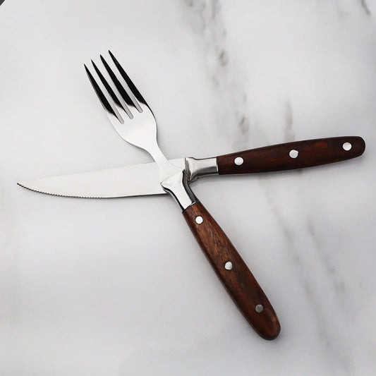 Steak Fork And Knife With Serrated Blade