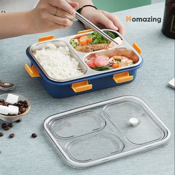 3 Compartment Lunch Box Stainless Steel