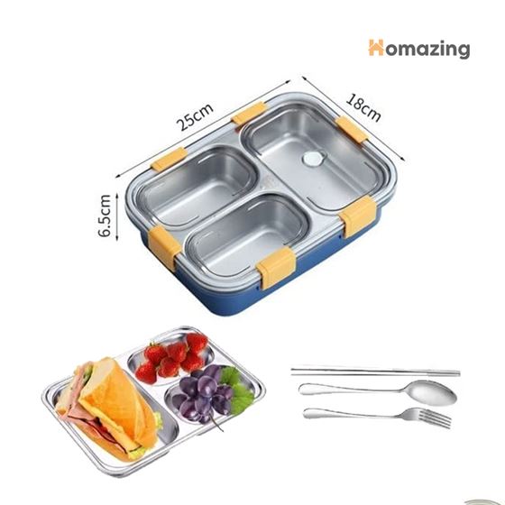 3 Compartment Lunch Box Stainless Steel
