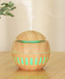 Wood Grain Round Humidifier With LED Light