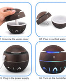 Wood Grain Round Humidifier With LED Light