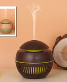 Wood Grain Round Humidifier With LED Light