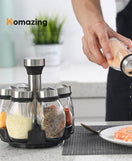 6Pcs Seasoning Spice Jar Rack 360 Rotating