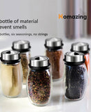 6Pcs Seasoning Spice Jar Rack 360 Rotating