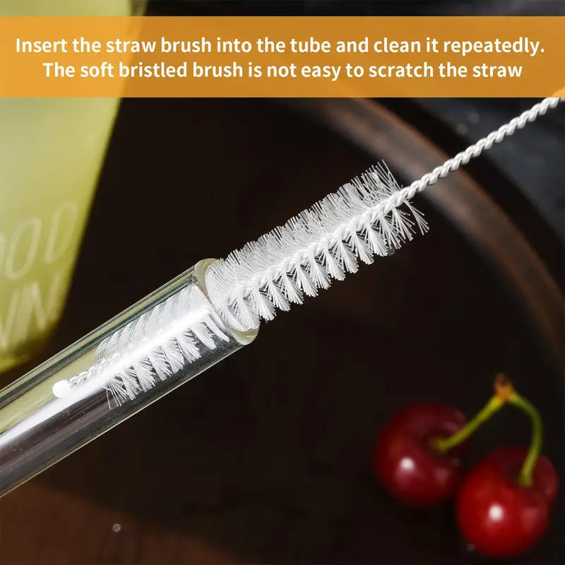 5 PCs Drinking Glass Straws With Brush