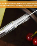 5 PCs Drinking Glass Straws With Brush