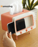 Creative Tv Tissue Box Holder With Phone Holder