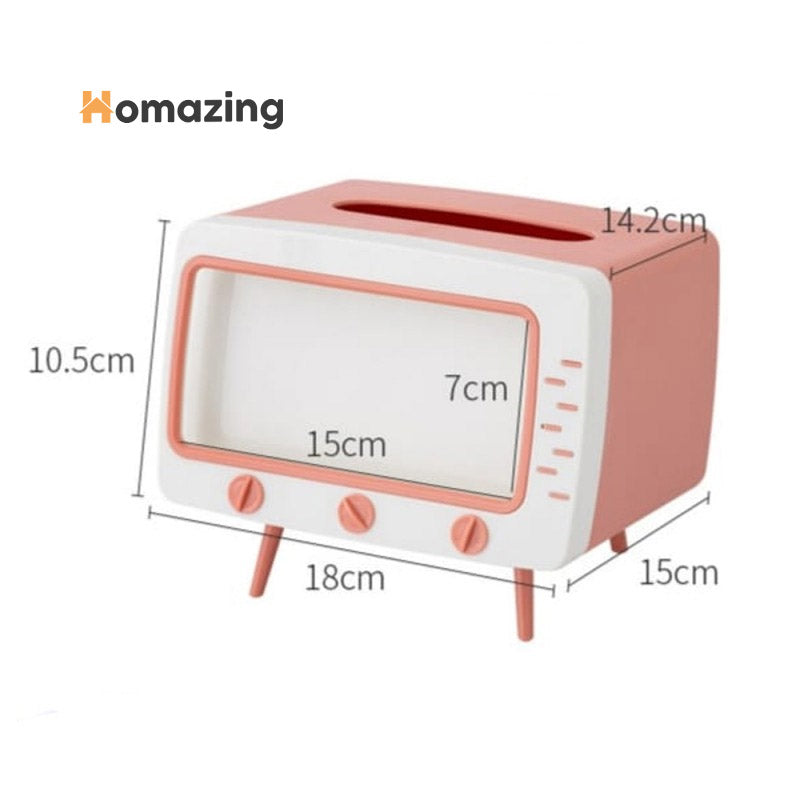 Creative Tv Tissue Box Holder With Phone Holder